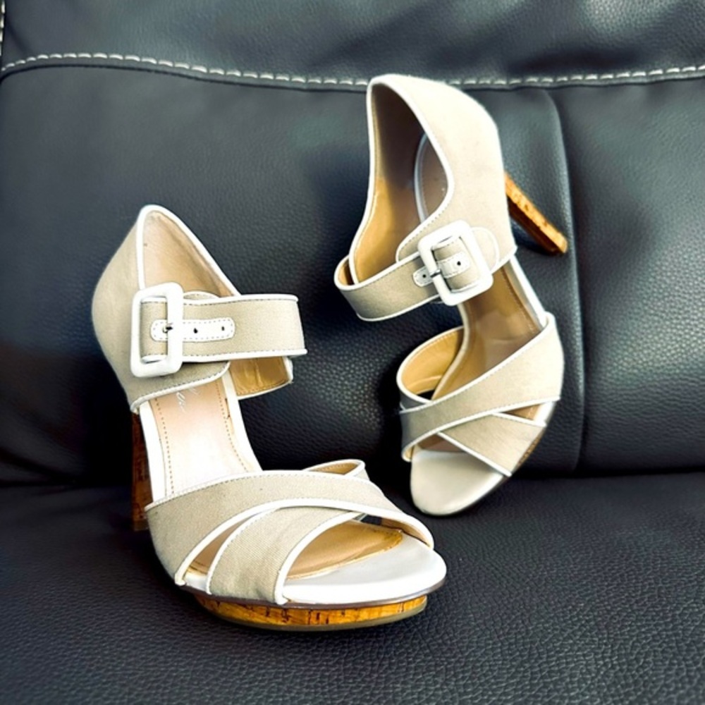 Marc Fisher Beige and White Heels
